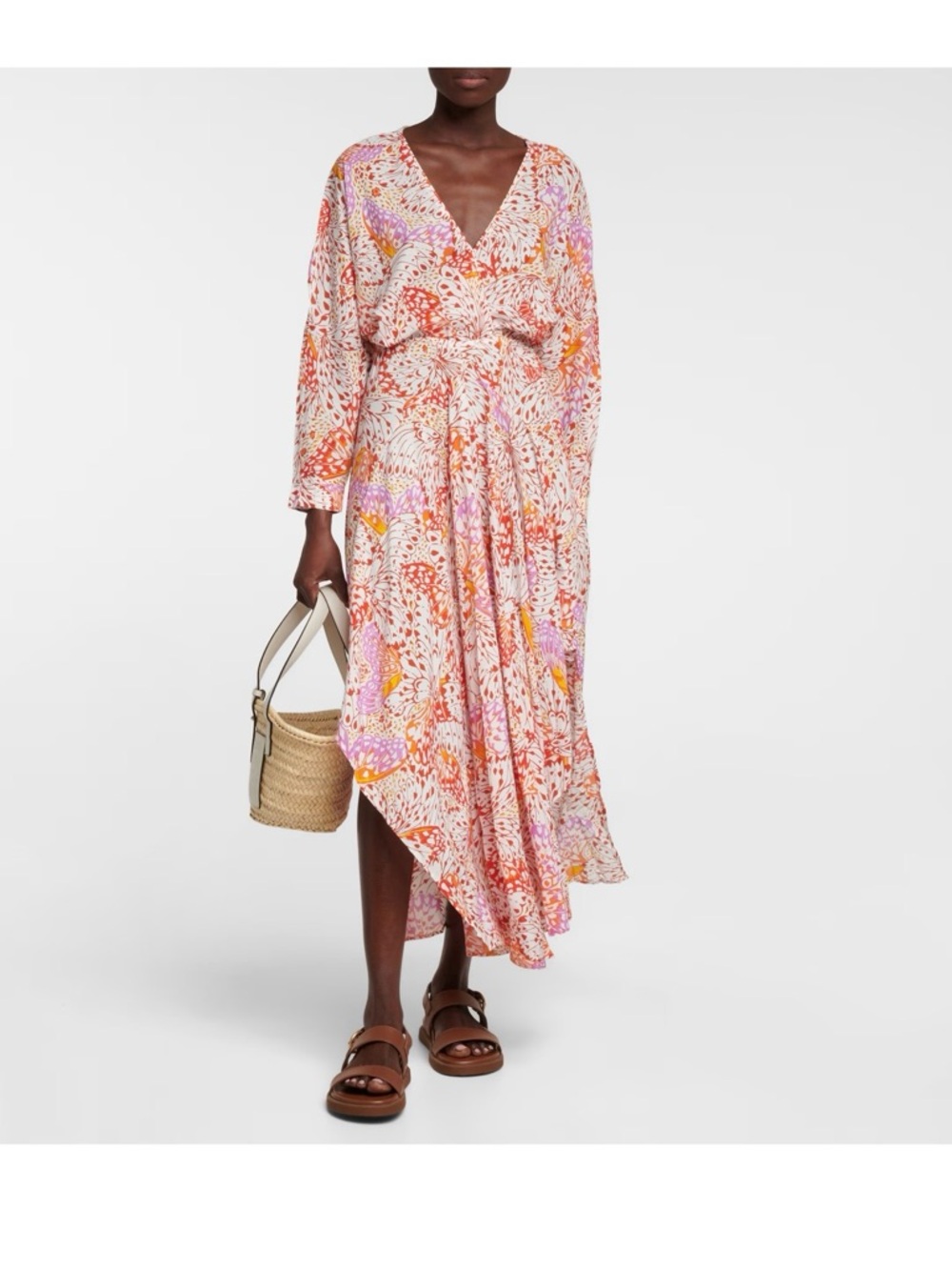 NWT Poupette St Barth Ilona Maxi V- Neck Dress 100%
Silk Geo print Sz M Timeless